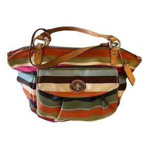 Beautiful Coach Legacy Stripe Leah tote bag 13312